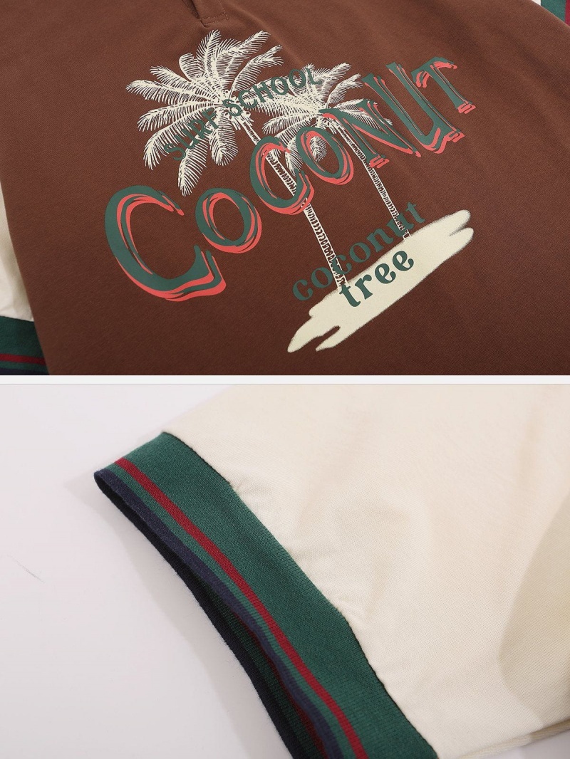 Cafe  T Shirts Aelfric Eden Coconut Tree Print Polo Tee - GNV-2224084